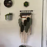 Macrame Leaf Wall Hanging with Macrame and Driftwood for Boho Wall Decor L01