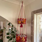 Macrame Vegetable Storage Basket for Hanging Kitchen Use H96