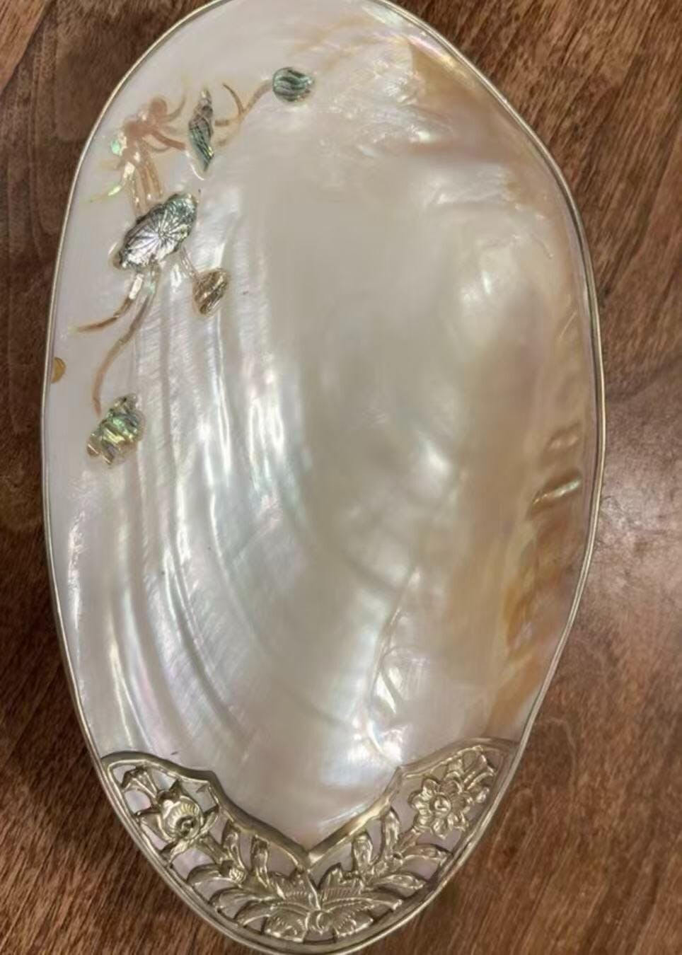 BeansJourney Giant Mother of Pearl Seashell Dish - Handcrafted
