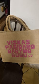 Džiuto krepšys "Viskas pasidaro darymo būdu"