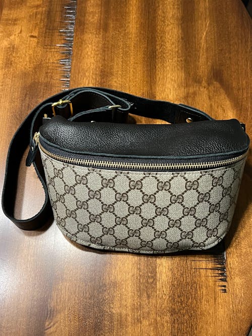 Upcycled GG Full Front Belt Bag in Black Leather | Britt