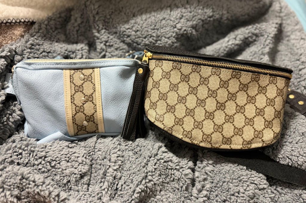 Upcycled GG Full Front Belt Bag in Black Leather | Britt