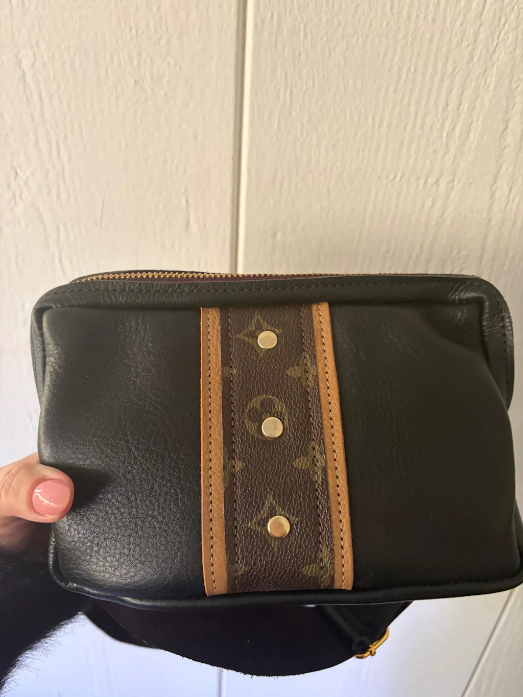 Bella Belt Bag In Black Leather | Upcycled LV