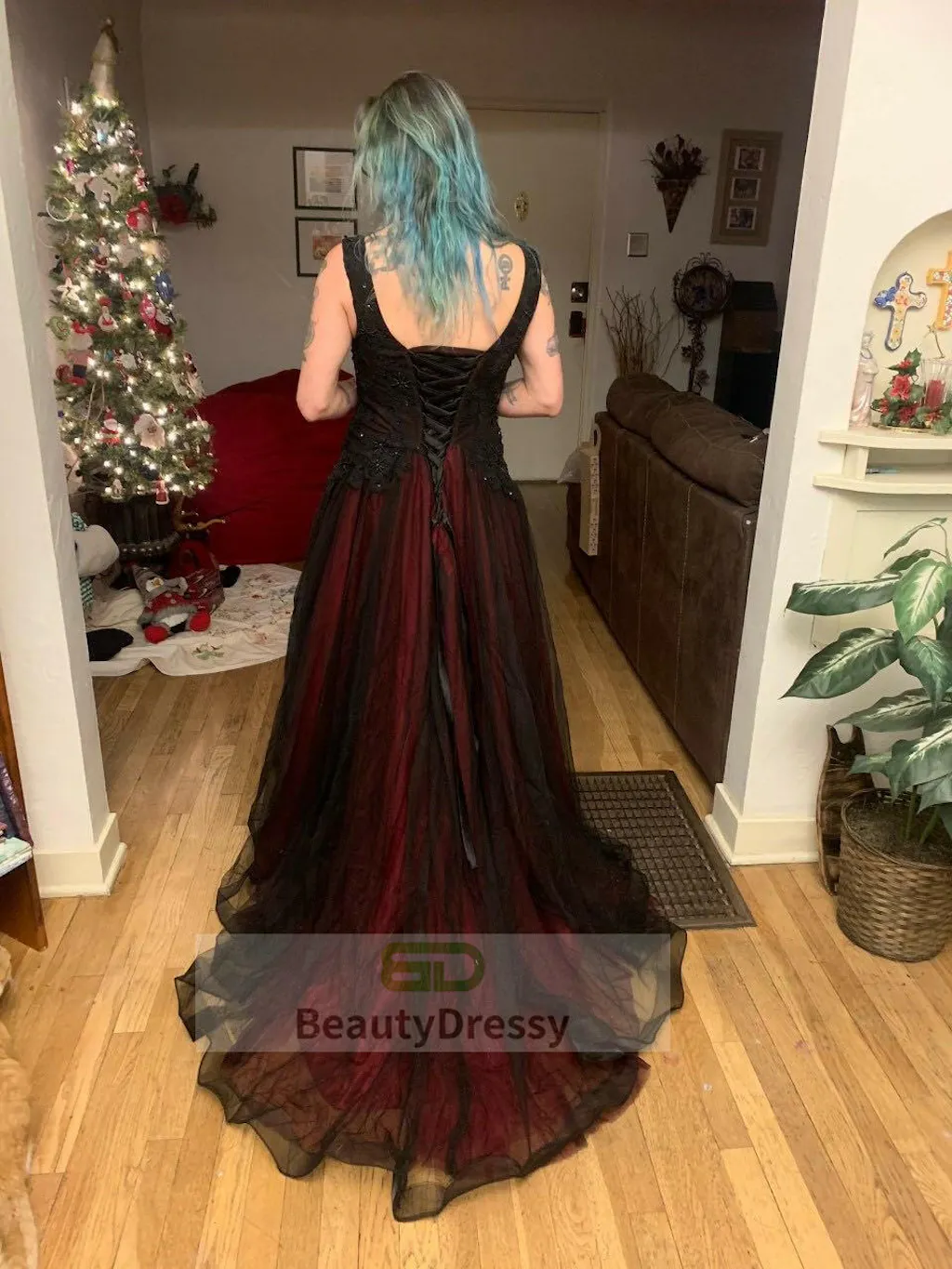 Floral Long Prom Party Dress Tulle Sweet 15 Ball Gown main image 0