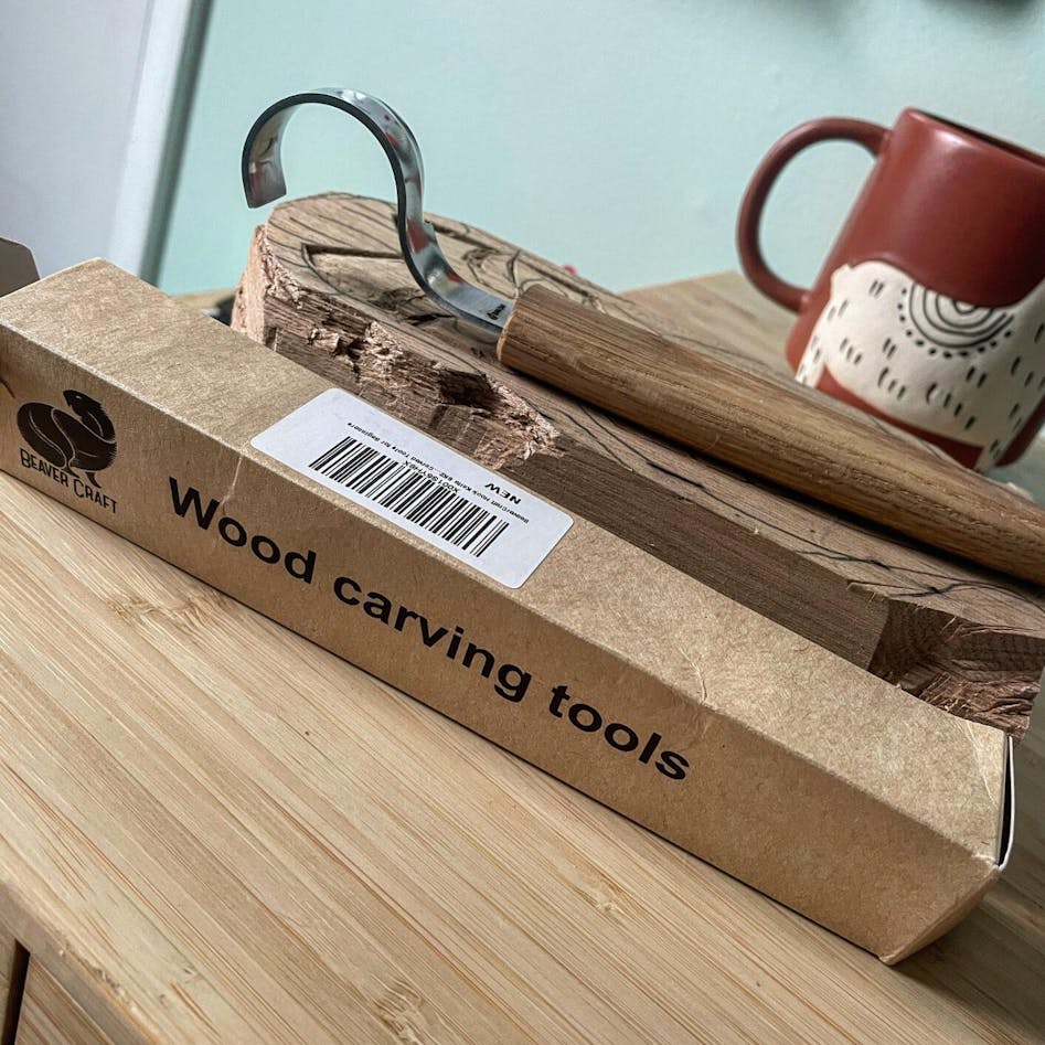 BeaverCraft Hook Knife Wood Carving SK2 Long Knives Spoon Carving Tools  1.2'' Long Handle 12'' Spoon Knife Wood Carving Tools Bowl Kuksa Carving  Tool