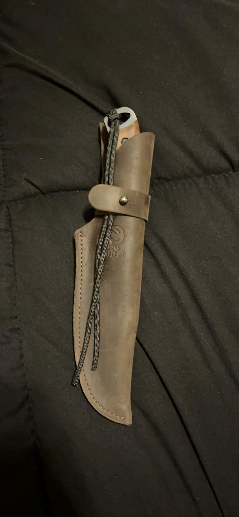 Carbon Steel Bushcraft Knife Walnut Handle with Leather Sheath