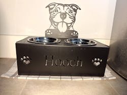 Staffordshire Bull Terrier Personalized Name Pet Food Bowl Holder