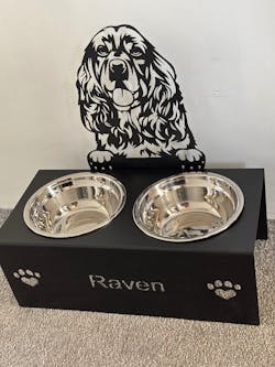 Cocker Spaniel Personalized Name Pet Food Bowl Holder