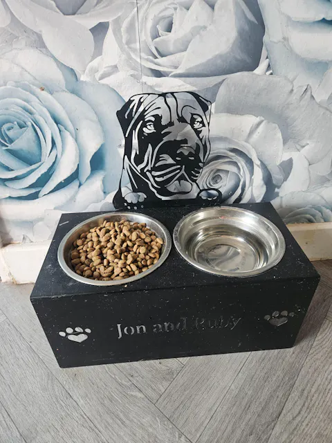 Shar Pei Dog Personalized Name Pet Food Bowl Holder