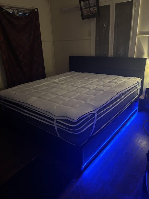 King Ultra Package | Henley LED Bed Black, 2 x LED Bedside Tables, Platinum Series Dual Euro Top Mattress, Pillowtop Mattress Topper & 4 x Pillows