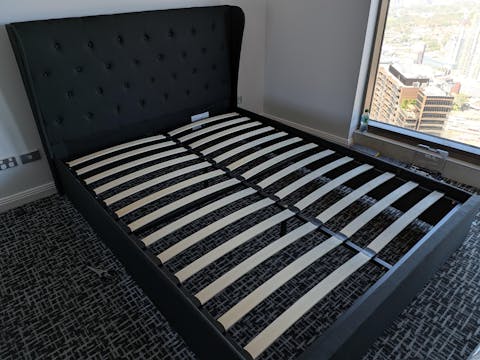 Elouera King Frame With Gas Lift Storage Charcoal