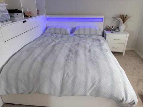 Queen Package | Wanda LED Storage Bed White & Bonita Euro Top Mattress (Medium Firm)