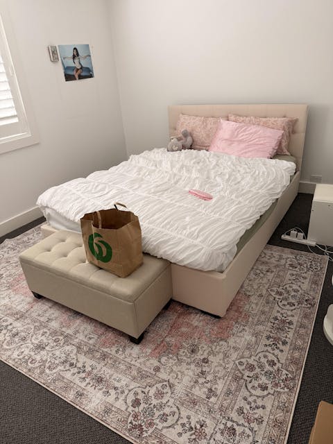 Large Fabric Storage Ottoman - Beige