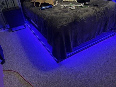 Double Premium Package | Henley LED Bed Black, Luna Series Euro Top Mattress (Medium Firm) & Bamboo Mattress Topper!