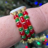 Handmade, Christmas, Watch Band: Metal Bow Charms, For Apple Watches,Custom Sized Upon Request