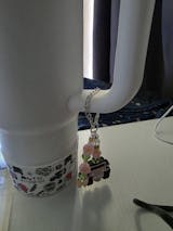 Handmade Pink 4x4 Tumbler Charm: Beaded Tassel, Clay Flower, Butterfly