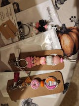 Handmade Cow Keychain: Beaded Tassel, Silicone Bow, Rhinestone Charm