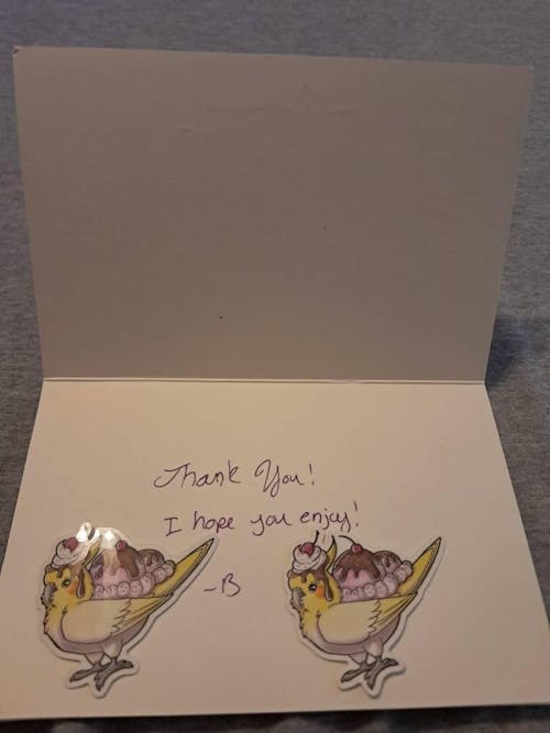 Cockatiel Ice Cream Sundae Sticker - Glossy Vinyl Sticker - 2 x 1.9 Inches