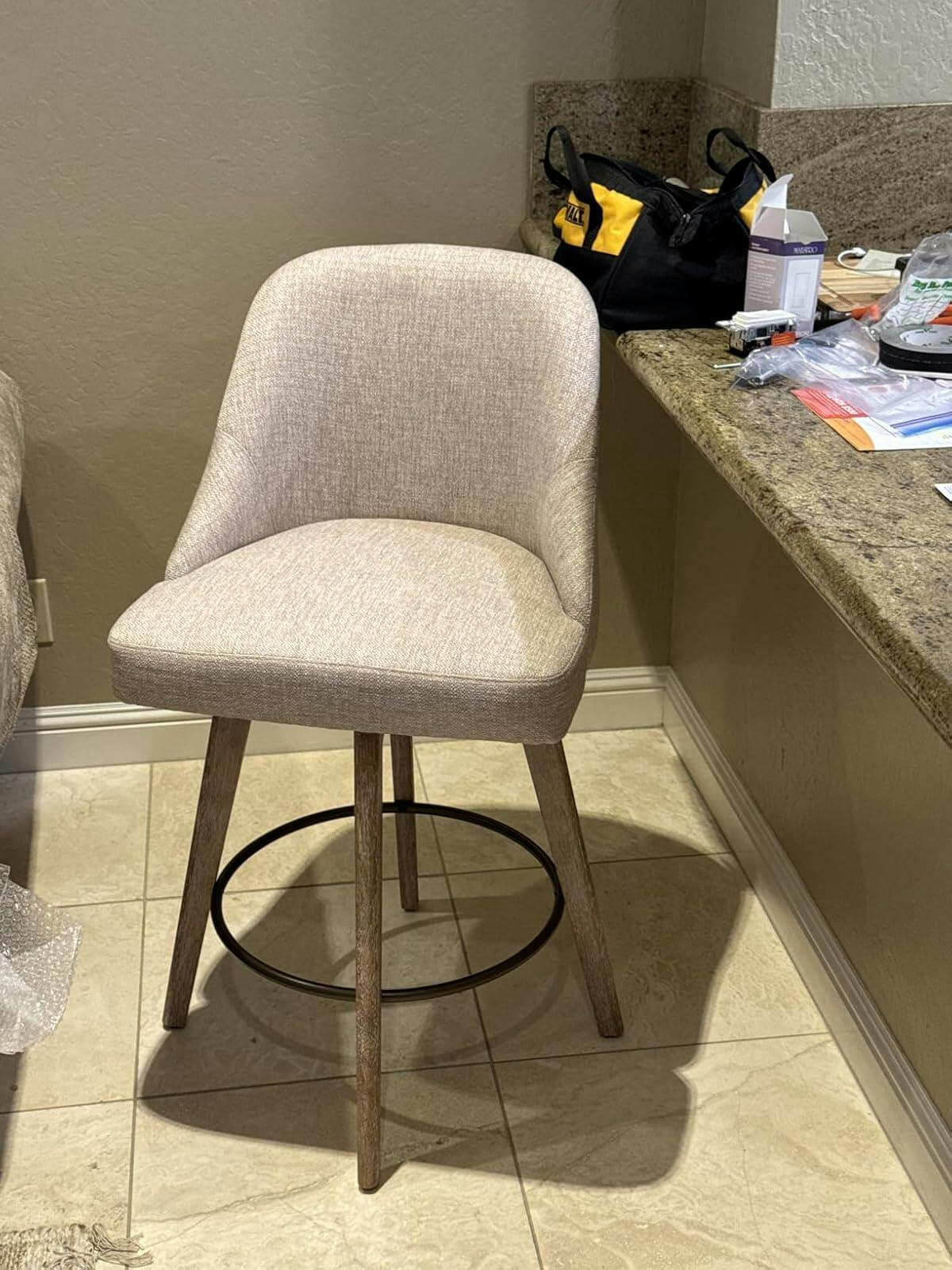 CLINTON Solid Wood Swivel Counter Stool with Back – Bekrvio