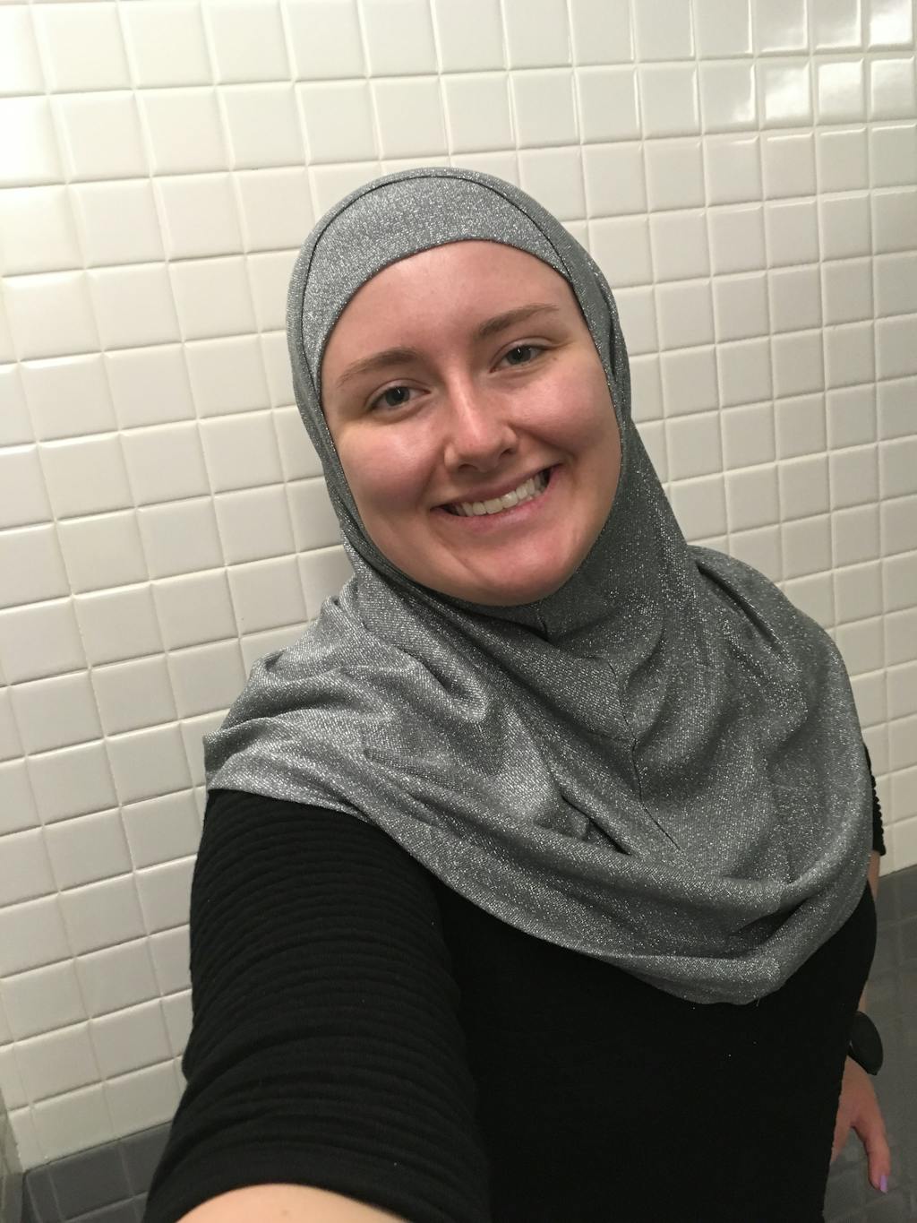 Two Piece Shimmer Jersey Hijab Dark Gray Bella Hijabs