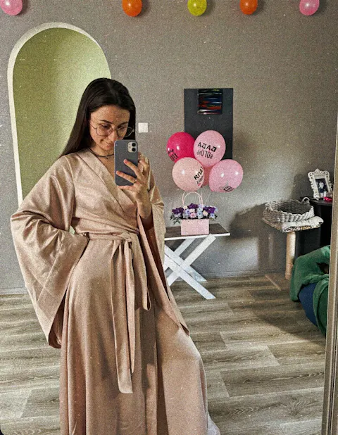 Жіночий халат кімоно довгий Капучіно