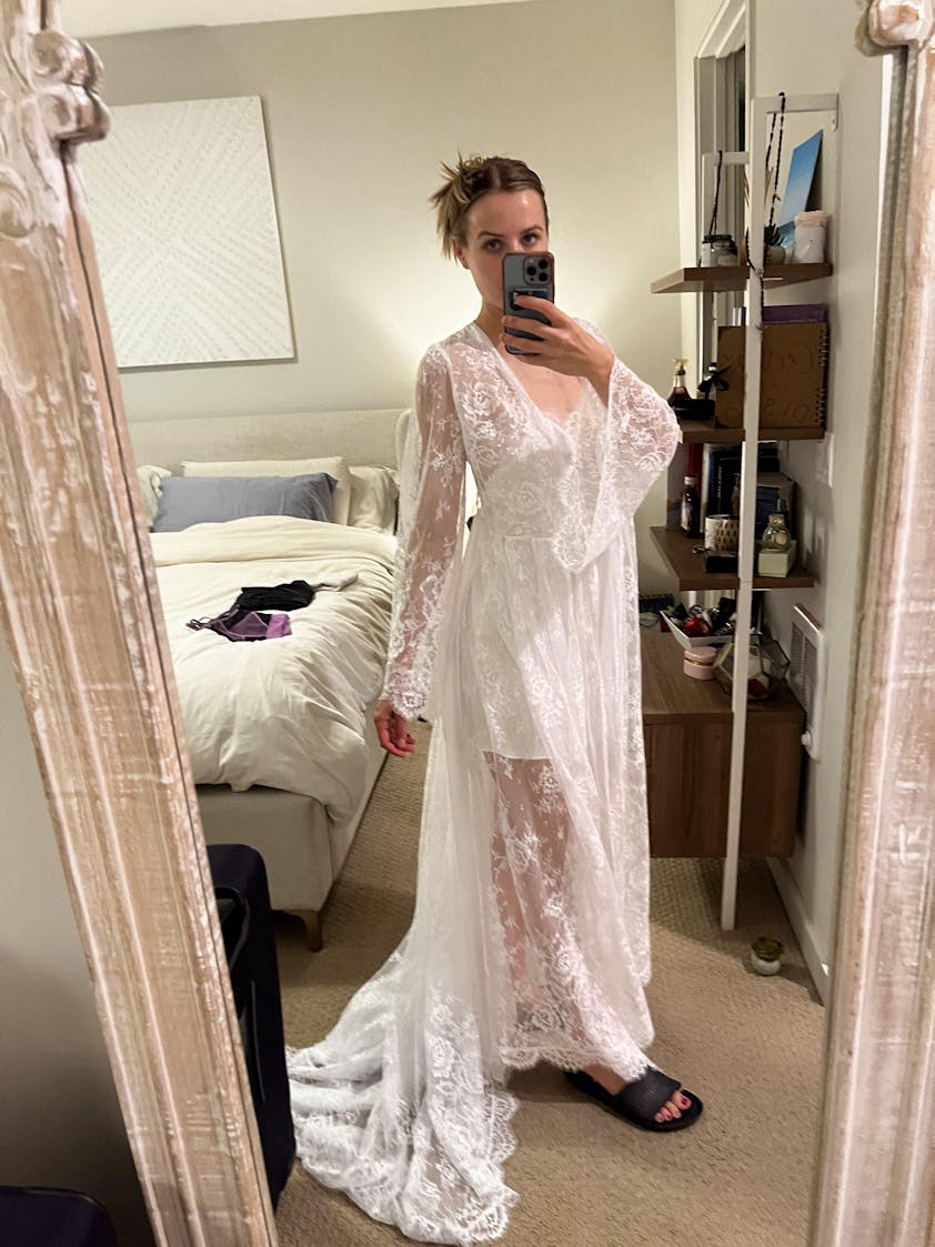 Lace Robe with Long Train