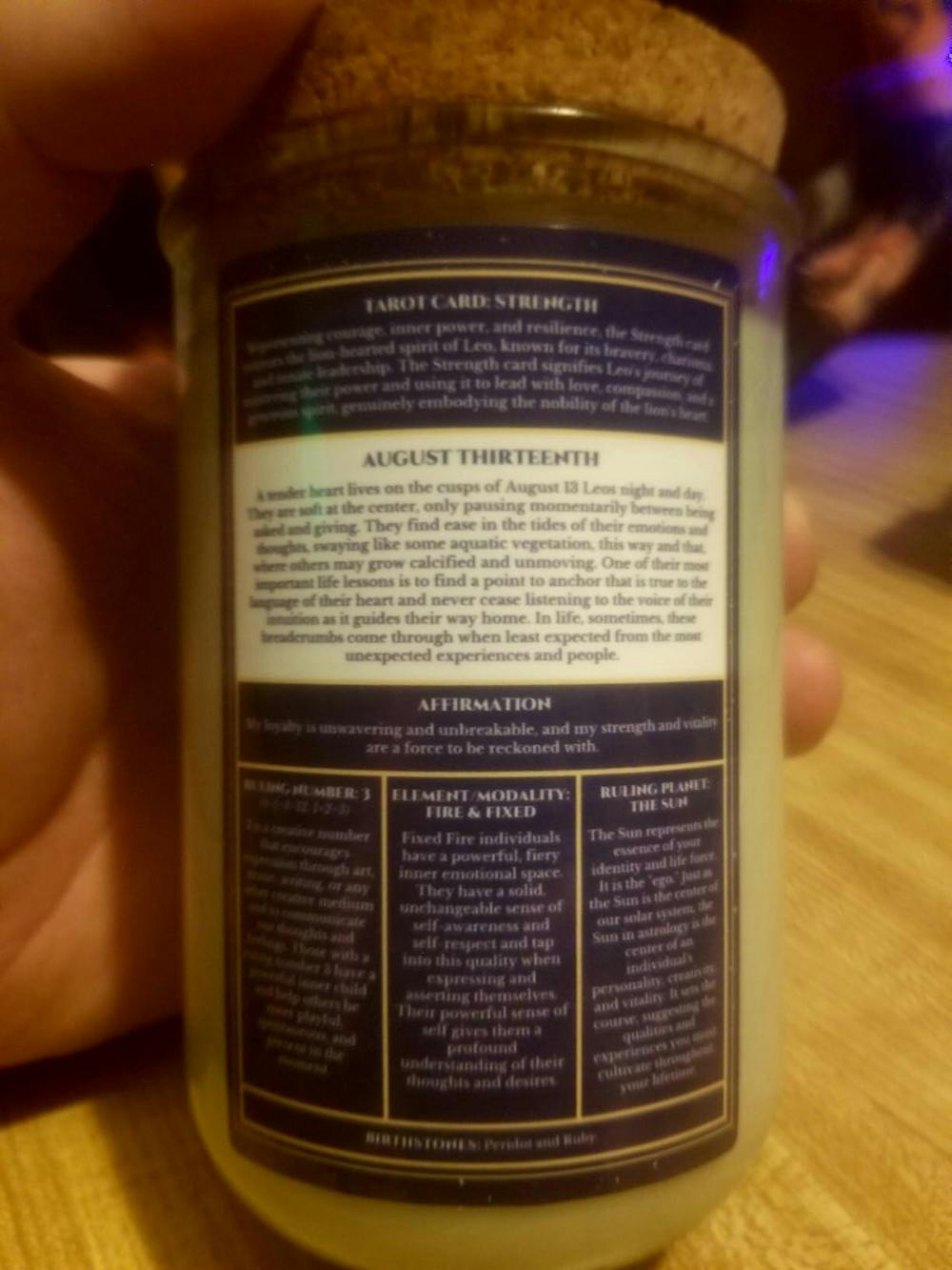 January 1st Birthdate Scented Candle