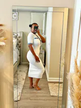 Denim-Combo Button-Front Dress