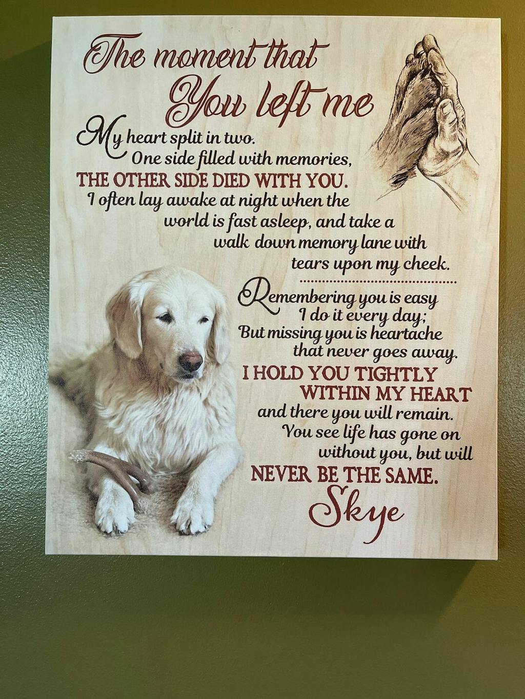 Dog Memorial Gift, Personalized Dog Memorial Wall Art, Custom Pet