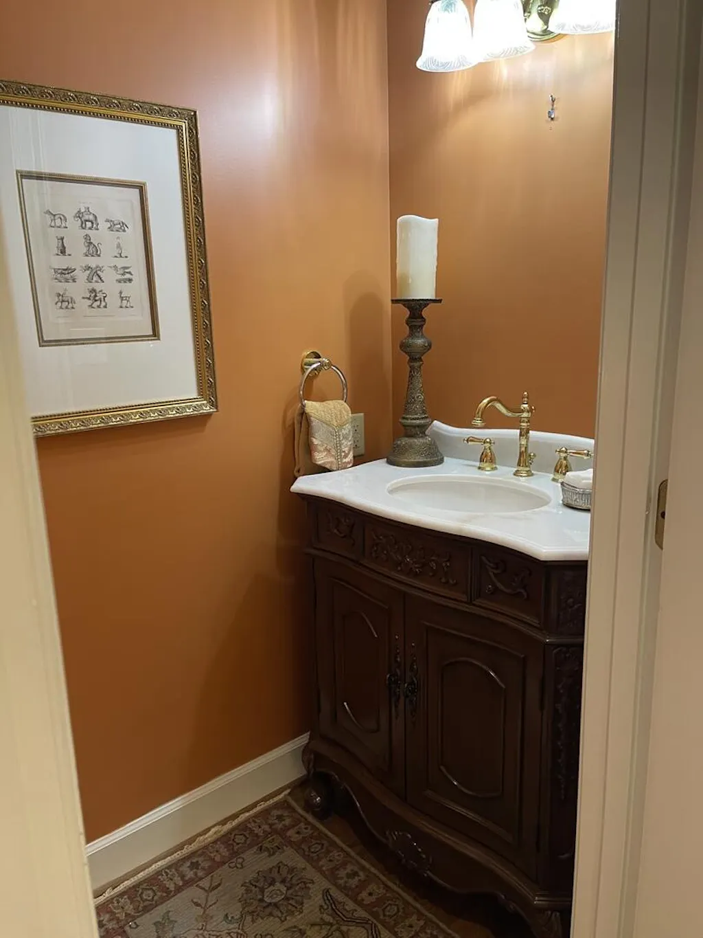 33 Inch Traditional Antique Style Cherry Wood Benson Bathroom Sink Vanity