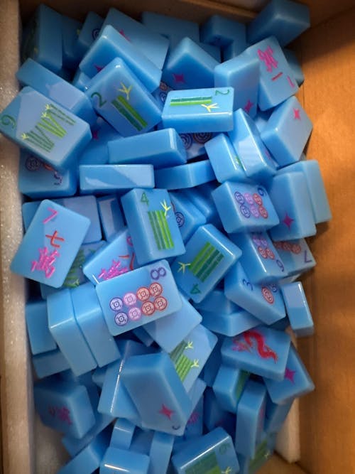 Lucky Charms Mahjong Tiles - Electric Blue