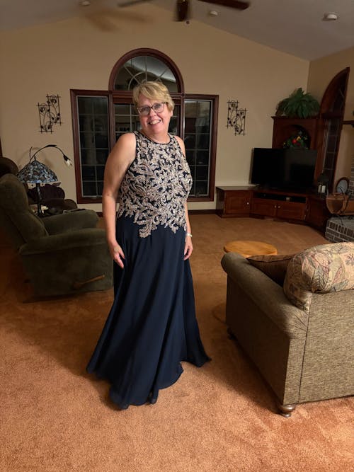 Plus "Katie" Long Chiffon Beaded Halter Dress