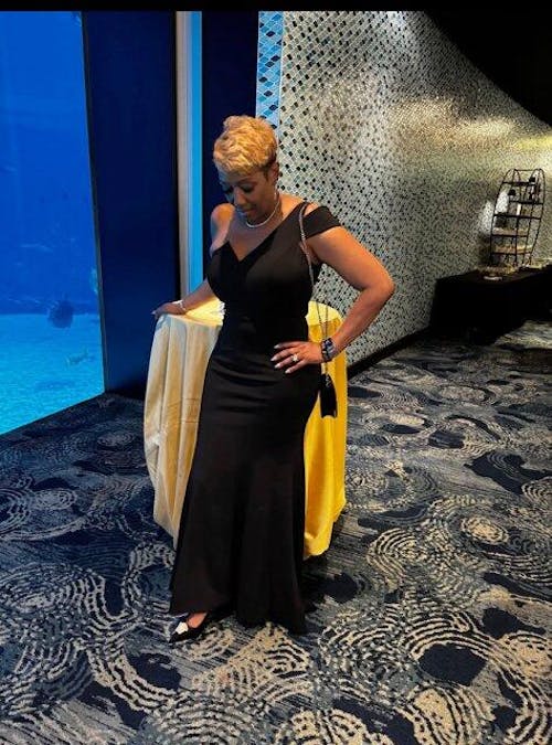 "Paulina" Cutout One Shoulder Floor Length Gown