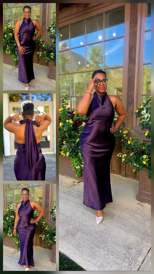 "Shannon" Halter Necktie Floor Length Dress