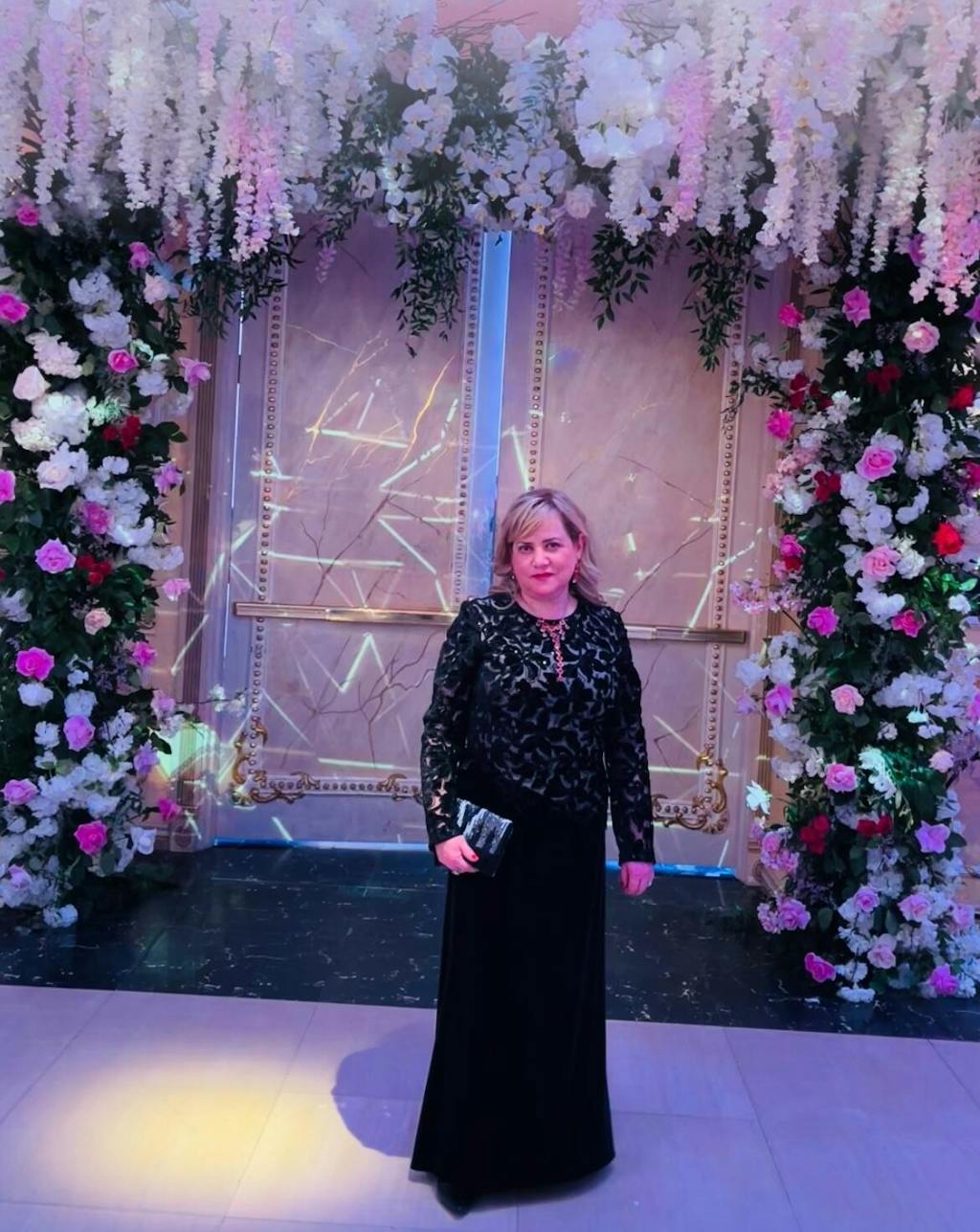 "Alena" Floor Length Sequin and Velvet Long Sleeve Dress