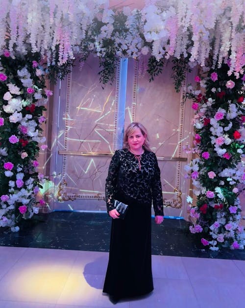 "Alena" Floor Length Sequin and Velvet Long Sleeve Dress