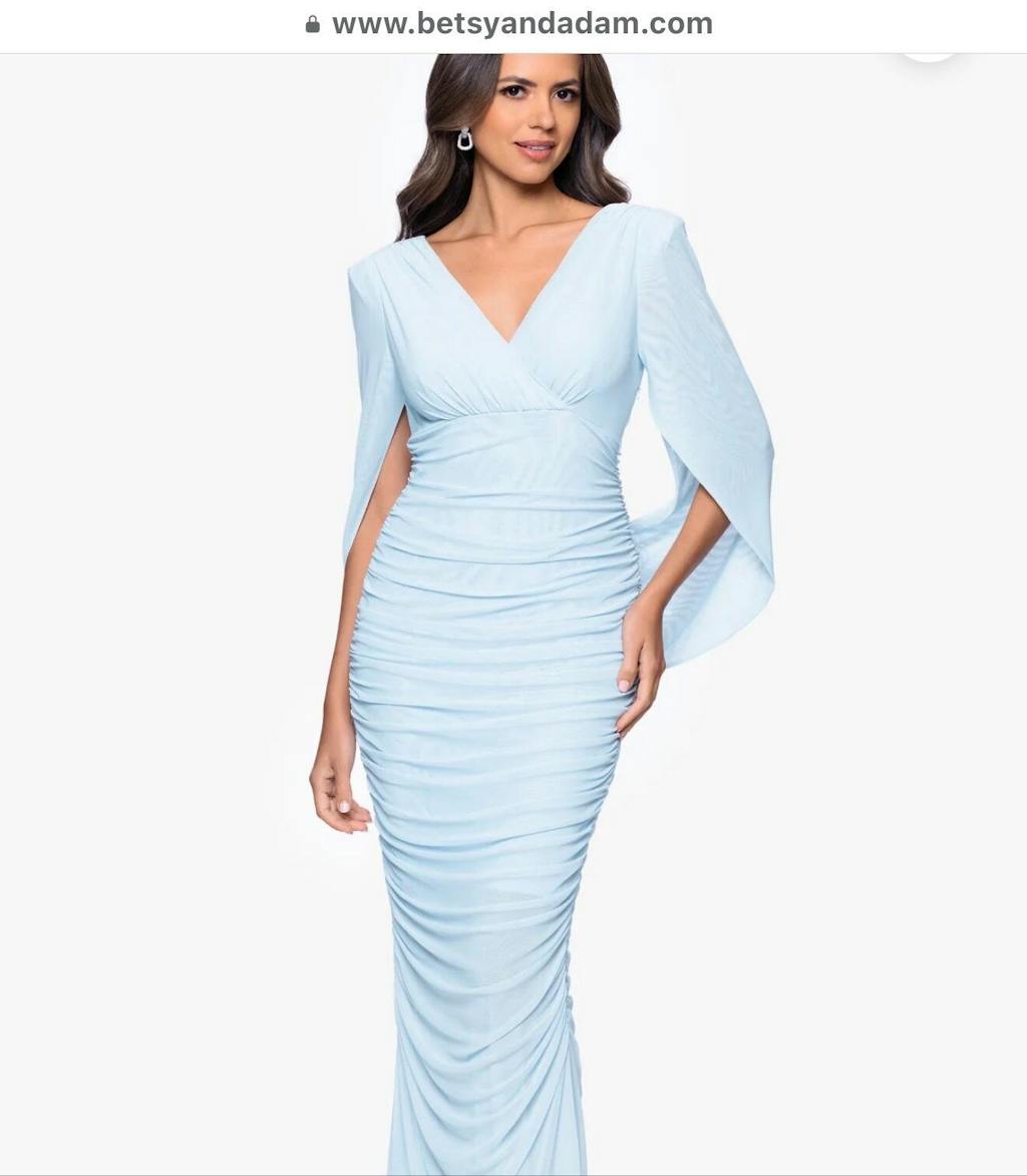 "Kristen" Mesh Drape Back Floor Length Dress