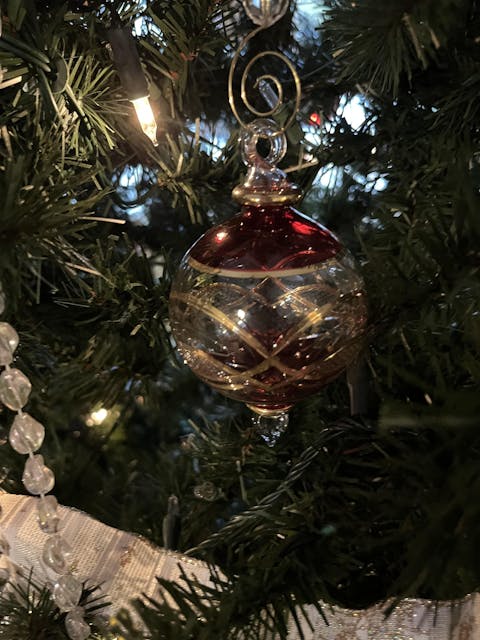 Egyptian Museum Glass SMALL Gold Etched Ball  0-743