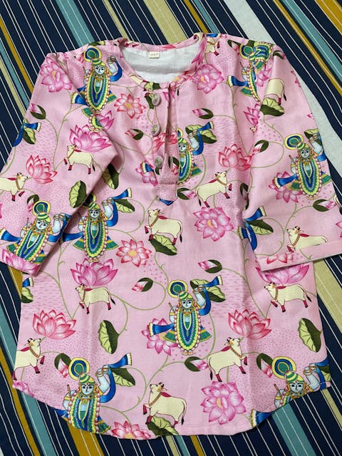 Chanderi Unisex Pichwai Print Kurta