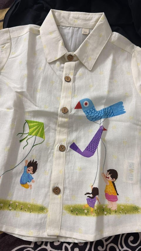 Colourful Kites Print Unisex Cotton Linen Shirt