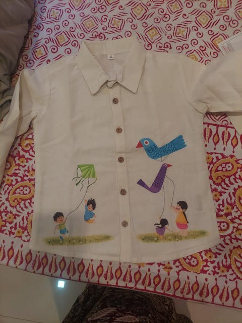 Colourful Kites Print Unisex Cotton Linen Shirt