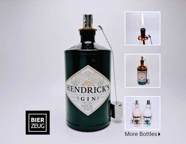 Gin Öllampen - Handgemachte Upcycling Petroleumlampe aus Ginflaschen | Windlicht für Balkon & Garten | Gin Liebhaber Geschenk | Outdoor Deko