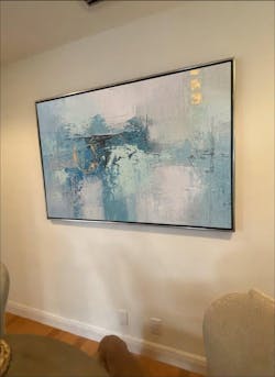 “Subtle Blue - Gray Abstract” - Blue, Gray & White Abstract, Minimalist Oil Painting On Canvas DKS757