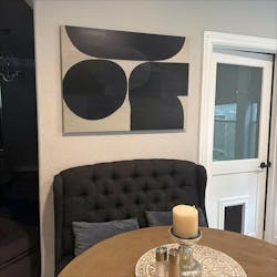 Black, Beige with Overlapping Circles "Geometric Harmony" Abstract Painting On Canvas PS1474