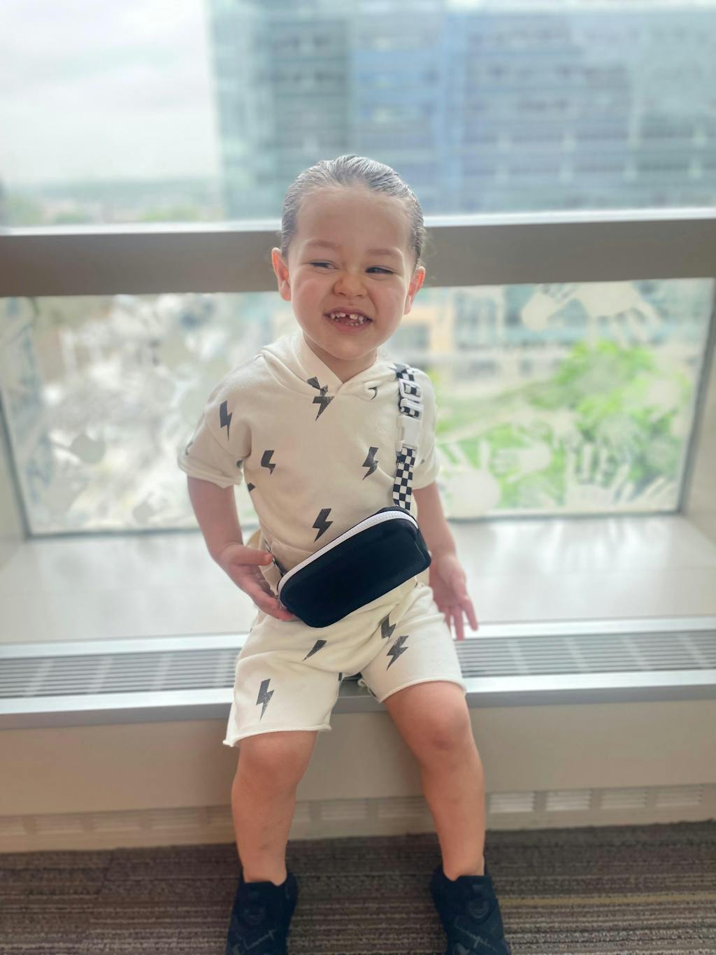 Check Strap Black Belt Bag