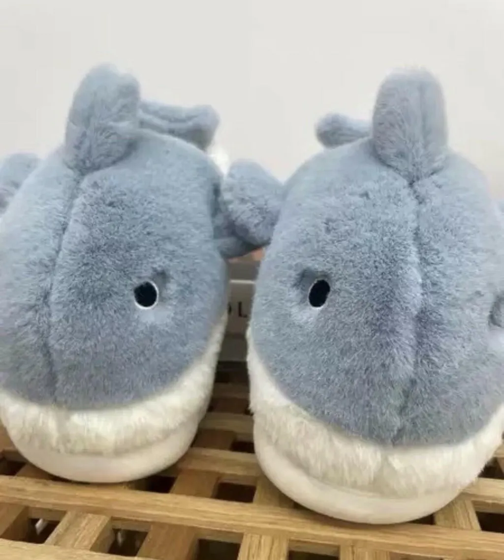 Kawaii Cartoon Shark Plush Slippers