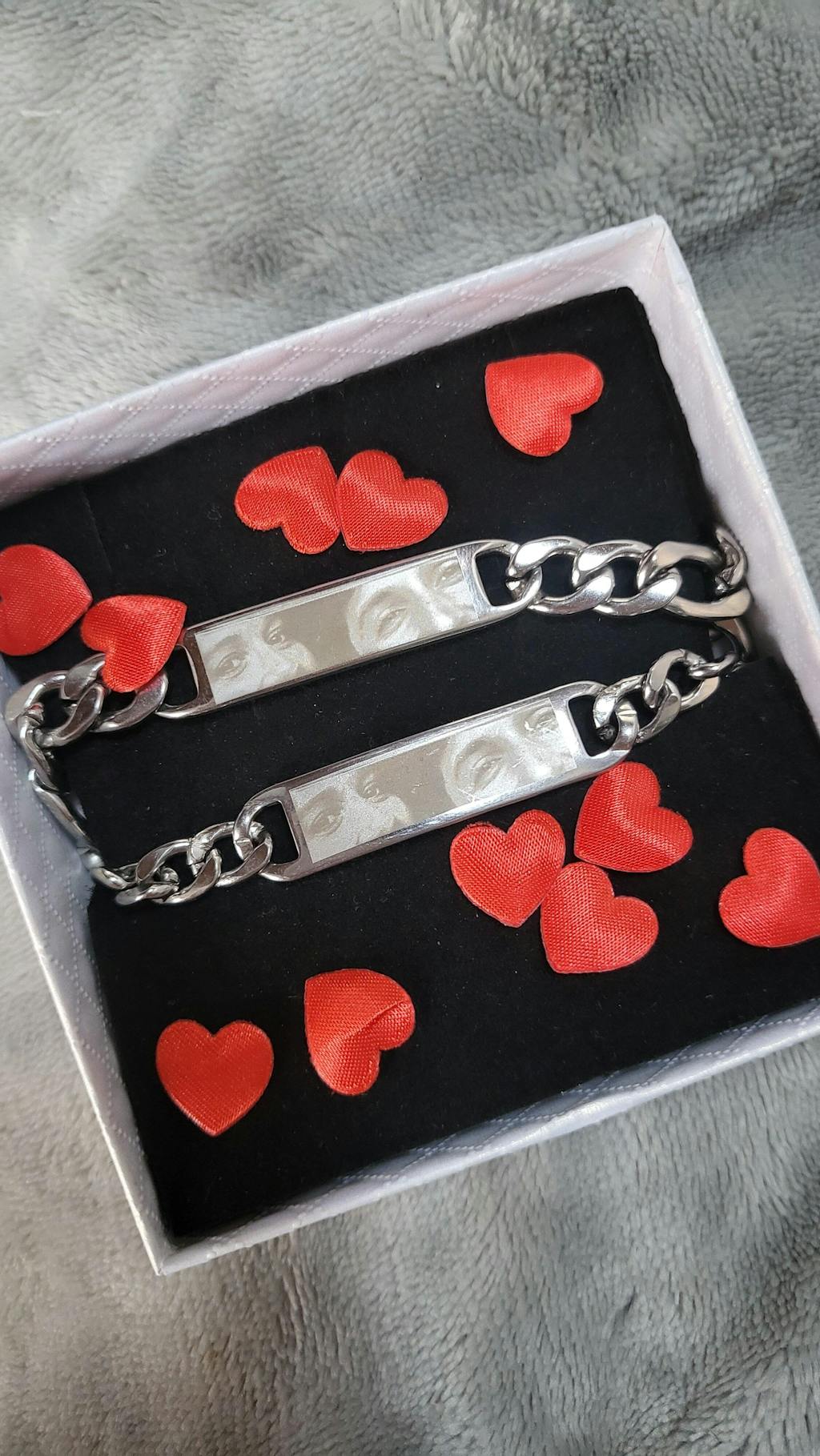 Bracciale Profilo Occhi Personalizzato con Incisione Laser - Acciaio Inox