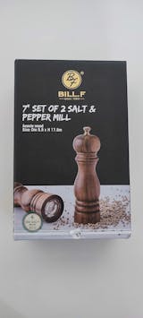 BILL.F Salt and Pepper Grinder Wooden Pepper Mill Grinder Salt Pepper Shakers Set of 2 with Adjustable Ceramic Rotor- 7 inch
