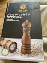 BILL.F Salt and Pepper Grinder Wooden Pepper Mill Grinder Salt Pepper Shakers Set of 2 with Adjustable Ceramic Rotor- 7 inch