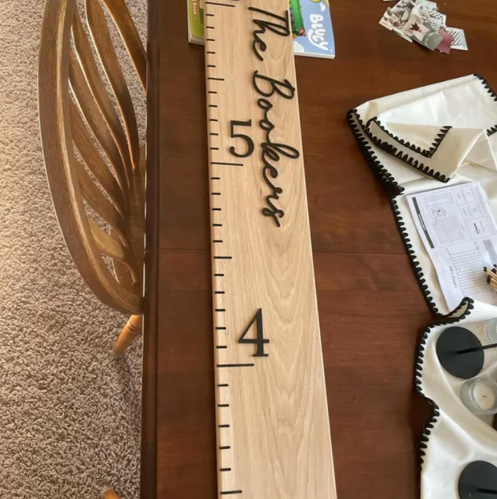Hickory Growth Chart Ruler - Black Numbers
